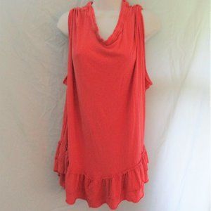 FREE PEOPLE Tee T-Shirt Ruffled Mini Dress WATERMELON PINK S Lounge Beach